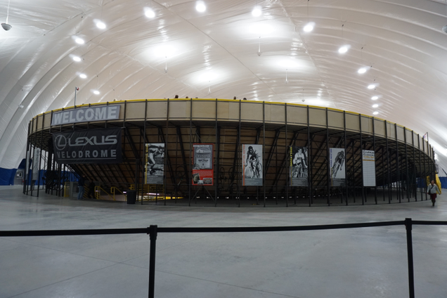 The extra area not taken up by the track itself is used for a running/roller-blading track, along with workout areas.